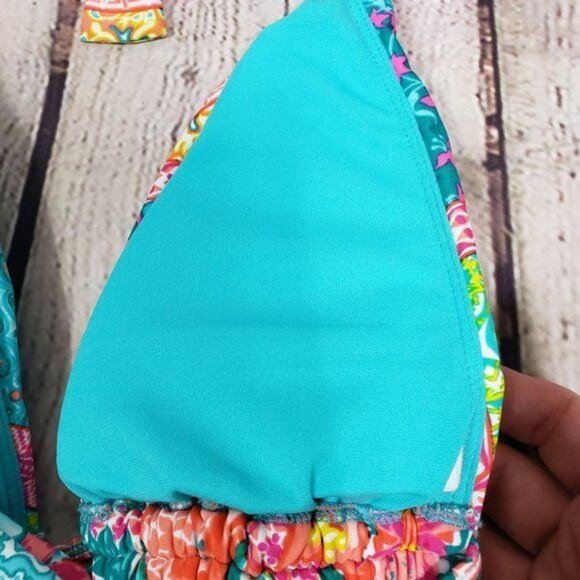 INTO THE BLEU Triangle Halter Tie Floral Bikini Top Bathing Suit Swimsuit 8 NWT - Picture 6 of 9